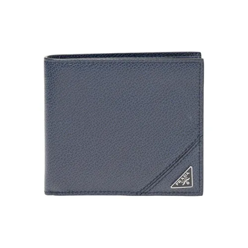 PRADA Телячья кожа Кошелек Мужской Темно-синий
