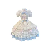 Синий и Желтый JSK + Белая Рубашка + Шляпа + Спина Бант