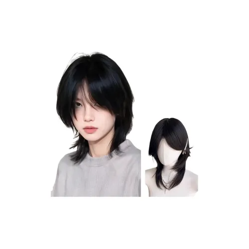 FYOSEE CENTER Часть Semi Tied Faux Wolf Tail Wig Высокая температура Пряжа Короткие Прямые волосы