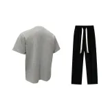 Комплект одежды (Серая футболка + Черные повседневные штаны)