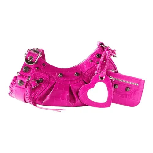 Balenciaga Le Cagole Имитация Крокодила Узор Кожа Сумка через плечо Мини Женская Розовая