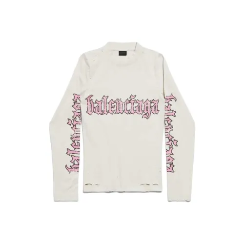 Balenciaga FW25 T-Shirt Женская Потертый Белый Регулярный крой