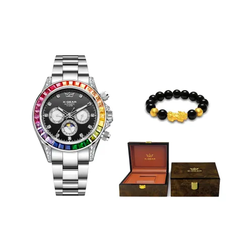 X Шестерня Автоматический Механический Механизм Ремешок из Нержавеющей Стали Часы Мужские Серебристый Циферблат