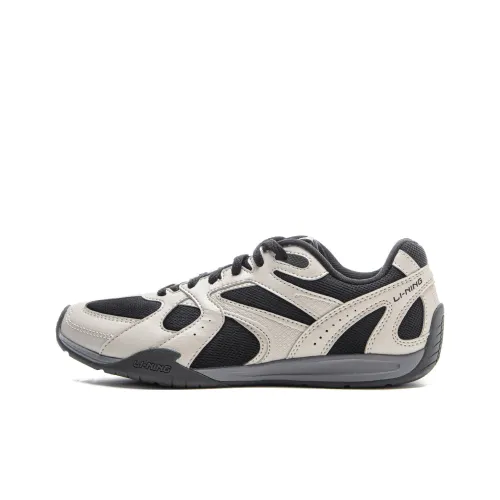 LiNing Film Retro Slip-resistant Abrasion-resistant Lightweight Low Top Casual Women's Gray Black LiNing Film Retro Противоскользящий Устойчивый к износу Легкий Низкий Верх Повседневный Женский Серый Черный