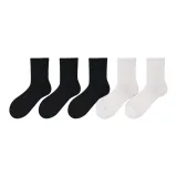 Женский [Средний-Голень Черный 3+Белый 2] 5 пар (9001 Новый-В комплекте сумка для покупок)