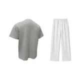 Комплект одежды (Серая футболка + Белые штаны Фотиния серого цвета)
