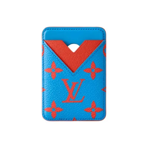 LOUIS VUITTON Магнитный Monogram Светящийся Покрытый холст Держатель для карт Унисекс Синий и Красный