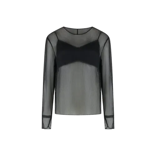 VINCE Шифон Рубашка Женская Черная