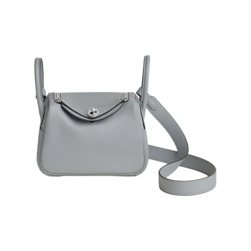 HERMES Lindy Swift Телячья кожа Сумка через плечо Мини Женская Туманно-серый Naval Синий