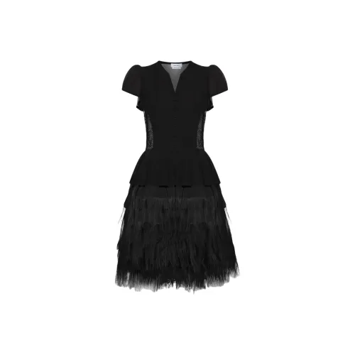 Alexander McQueen Короткий рукав Платье Женское Черное