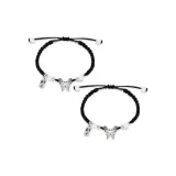 Браслет-шнурок "Благополучие и Счастье" Бабочка [Черный + Черный]