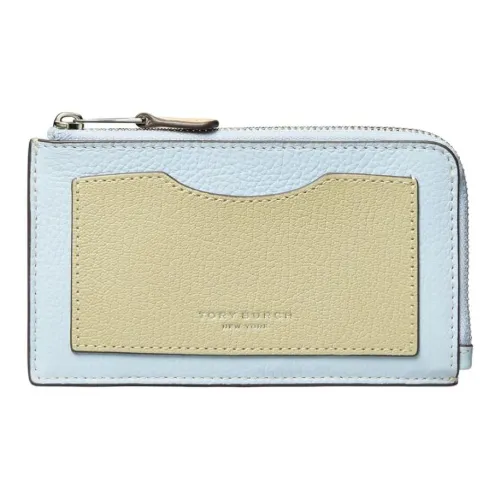 TORY BURCH Зернистая кожа личи кожа с телячьей кожей отделка кошелек держатель для карт женский цвет лазурит