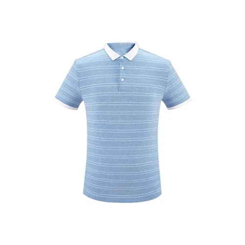 ARTSDON Light Blue Stripes Men's Polo Shirt ARTSDON Светло-синий Полосатый Мужской Поло