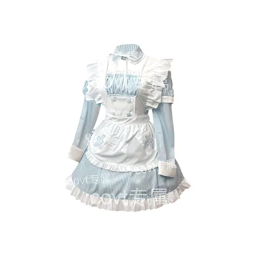 COVT Сине-белое платье с низким вырезом, женская униформа