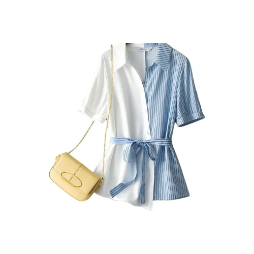 IHIMI Рубашка Женская Белая и Синие Полосы