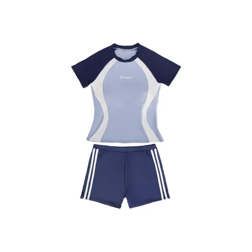 QIAODAN Два куска купальника женский двухкомпонентный комплект светло-синий