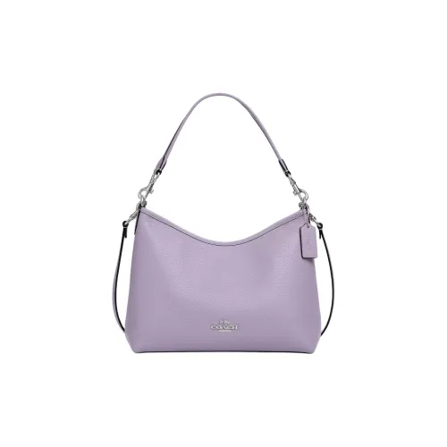 COACH Лорел Кожа Портативная Сумка через плечо Сумка на плечо Большая Женская Серебряная и Светло-фиолетовая