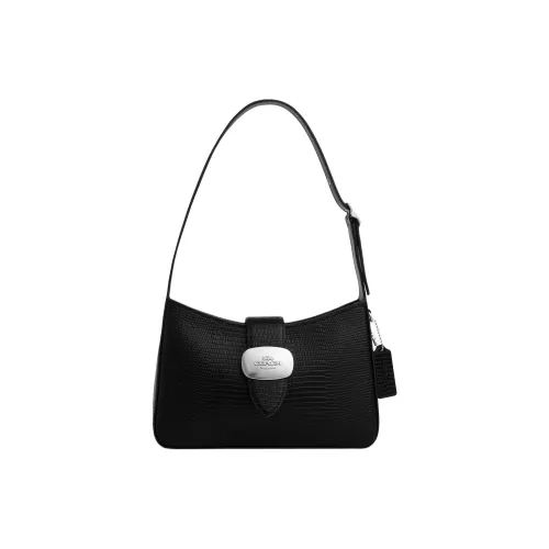 COACH Riley Ящерица Тисненая кожа Сумка на плечо Средний Женские Черный