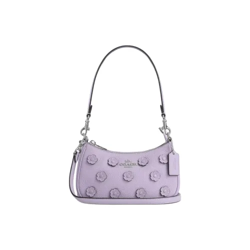 COACH Teri Pebble Leather Crossbody Bag Shoulder Bag Small Women's Purple