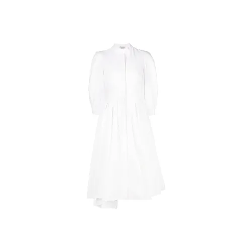 Alexander McQueen Белое Женское Длинное Платье с Рукавами