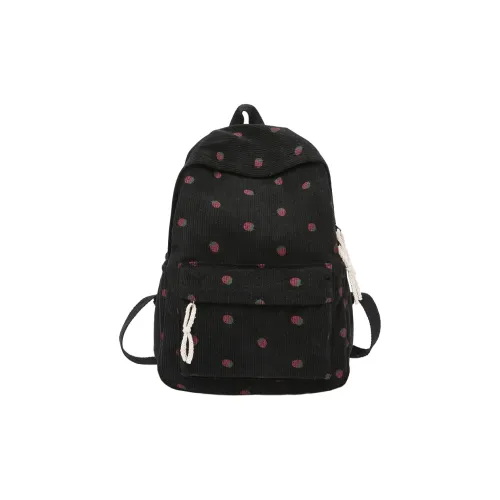 Meow In The Grass Вельвет Рюкзак Женские Черный Белый Светло-розовый Темно-розовый Зеленый Кофейный