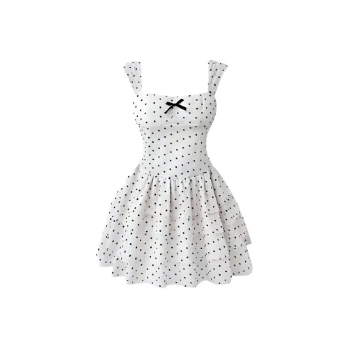 BIFH Белый Гороховый узор Платье Женские Слиплатья