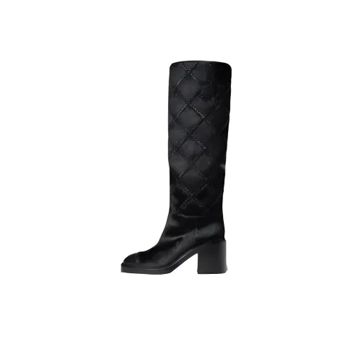 CHANEL Женские высокие сапоги до колена, черные