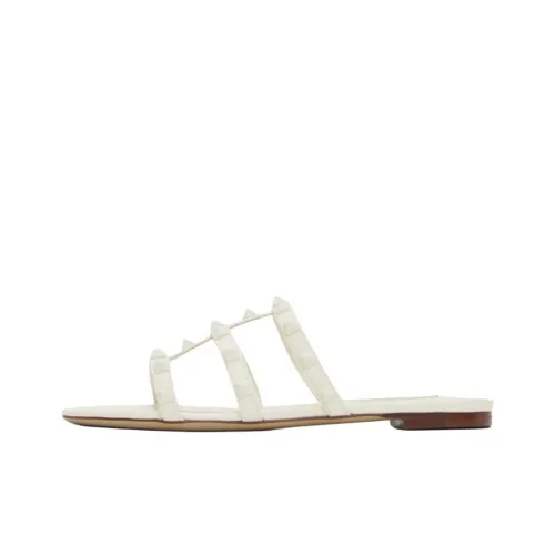 Valentino Rockstud Rubber Slide Тапочки Женские Бежевые