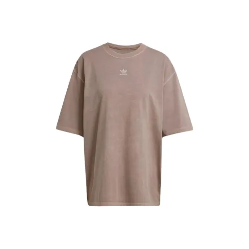 Adidas Originals SS25 Рукав с оборванным плечом T-рубашка Женская Shadow Trace Коричневый