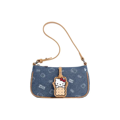 TOUTOU Hello Kitty Collaboration Hello Kitty Ткань Плечевая Сумка Стандартная Женская Джинсовый Синий