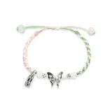 Браслет "Благополучие и Счастье" с бабочкой, плетеный [Розовый и Зеленый]
