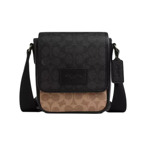 COACH LUCAS Фирменный Покрытый Холст Сумка через плечо Сумка на плечо Мини Мужская Хаки и Черная