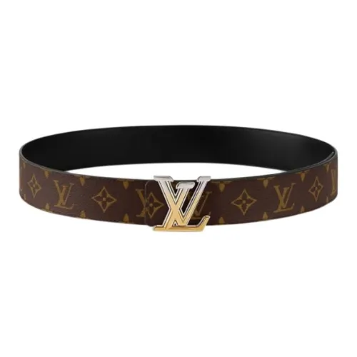 LOUIS VUITTON Кожаные ремни Мужской Коричневый Черный Ширина 4CM