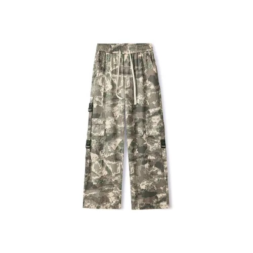 Dounkol Зеленый Желтый Камуфляж Унисекс Брюки Карго