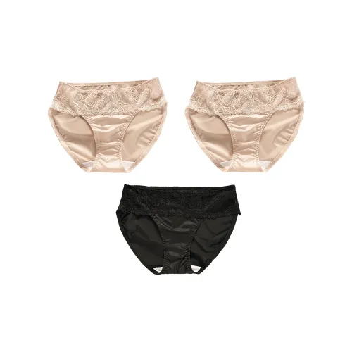 2323 [3 упаковки] Innocent Розовый + Innocent Розовый + French Черный Женские Трусики-бикини