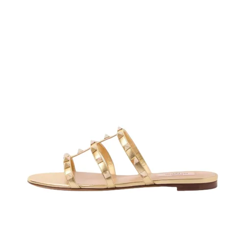 Valentino Rubber Slide Тапочки Женские Золотые