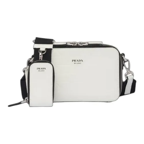 PRADA Brique Кожа Плечевая сумка Унисекс Белый