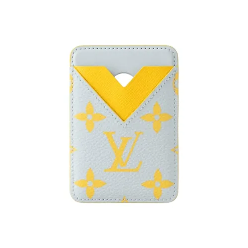 LOUIS VUITTON Магнитный Monogram Светящийся Покрытый холст Держатель для карт Унисекс Серый Желтый