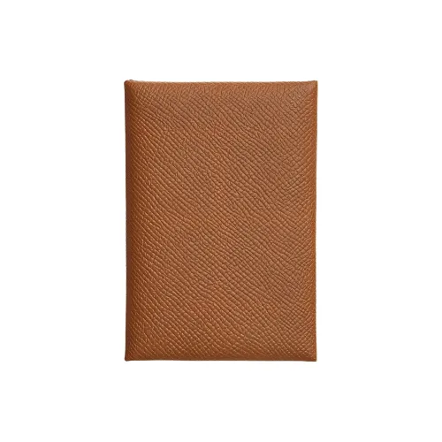 HERMES Calvi Duo Epsom Телячья кожа Держатель для карт кошелек Унисекс Золотисто-коричневый