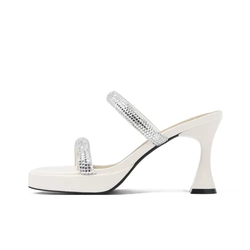 CAMEIDO Rhinestone Slip-on Resistant Women's Ecru