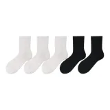 Женский [Средний-Голень Белый 3+Черный 2] 5 пар (9001 Новый-В комплекте сумка для покупок)