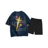 Темно-синий топ, черный низ