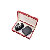 Серебряный + Тисненый ремешок + Короткий кошелек