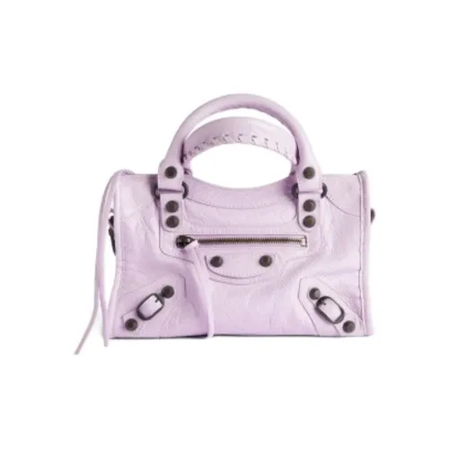 Balenciaga Le City Овчина Одно Плечо Сумка Мини Женская Светло-Фиолетовая