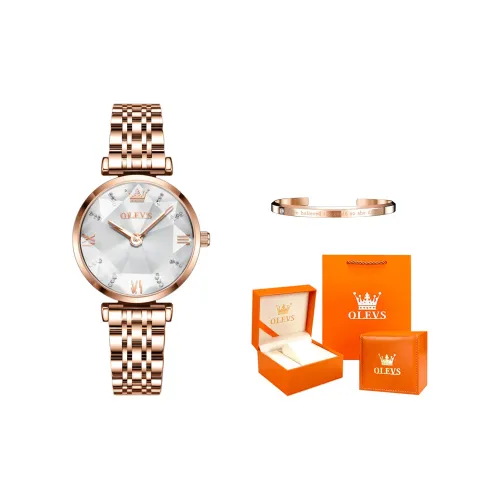 OLEVS Radiant Collection Кварцевый механизм ремешок из нержавеющей стали женские часы зеленый циферблат