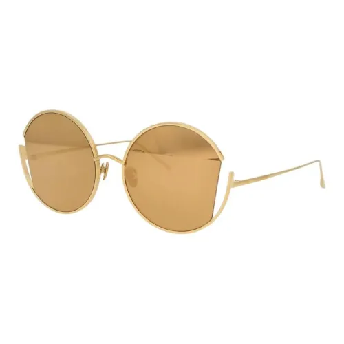 Linda Farrow Титан Круглые Солнцезащитные очки Женские Золотые