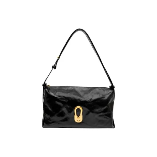 TENNCO Коровья кожа Сумка через плечо Большая Женская Черная