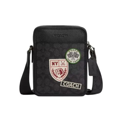 COACH Sullivan Подпись Покрытый холст Сумка через плечо Маленькая Мужская Черная