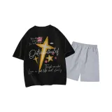 Чёрный топ, светло-серый низ