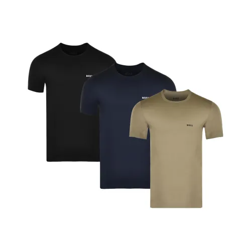 Hugo Boss 3 Пачка Черный + Морской Синий + Светлый Хаки Мужские T-Рубашки